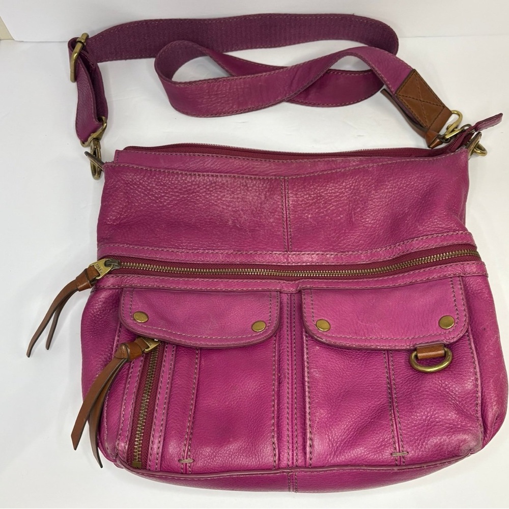 Fossil Magenta purses Purple Top zip Shoulder Bag Barbiecore